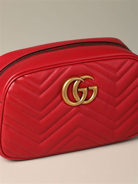 gucci purse replica black quiltted red|Gucci quilted zip camera bag.